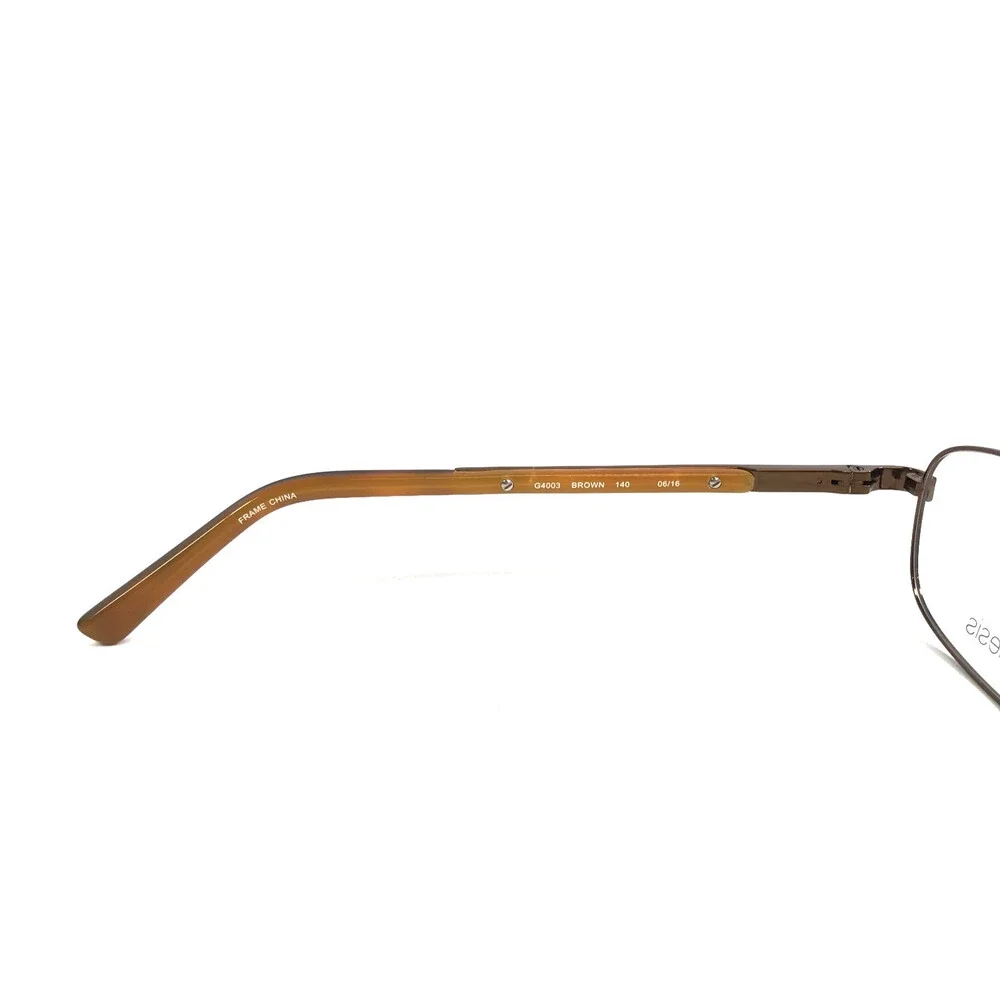 Genesis Eyeglasses Frames G4003 BROWN Shiny Oval Wire Rim 54-18-140